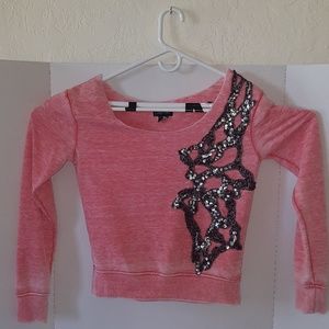 Miss Me Pink Low Cut Sweat Shirt Size Small